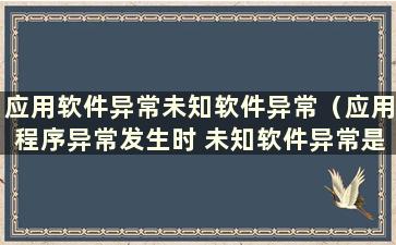 应用软件异常未知软件异常（应用程序异常发生时 未知软件异常是什么意思）